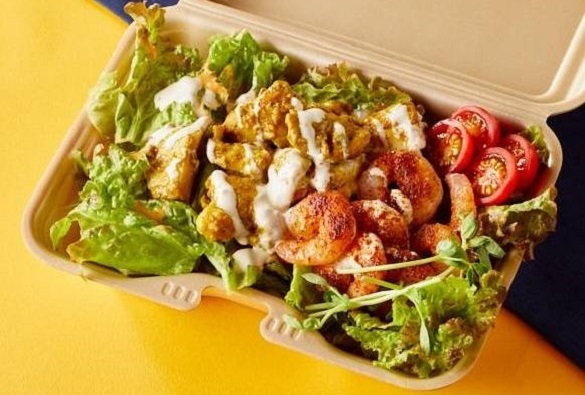 ケイジャン海老のチキンオーバーサラダ Cajan Shrimp Chicken Over Salad - ニューヨークNYチキンオーバーライス New York NY Chicken Over Rice - ARM’S Delistation「アームスデリステーション」